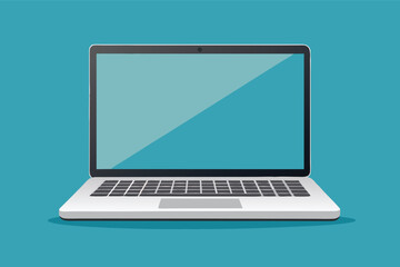 Modern laptop on a turquoise background for tech and design enthusiasts