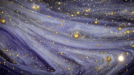 liquid background with smooth waves, shimmer effects, and soft glowing particles