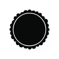 Black Silhouette of a Scalloped Circle Badge seal stamp