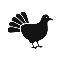 Black silhouette of a stylized bird with fanned tail