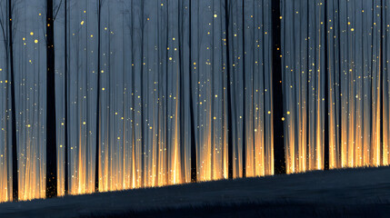 Obraz premium made of light beams, synthetic plants, and glowing particles in a misty haze
