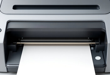 Modern Printer Printing Blank Paper, Close-up View
