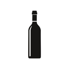 Black silhouette of a wine bottle on white background