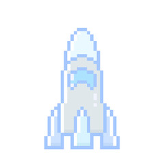 ピクセルアートな青のロケット★PNG