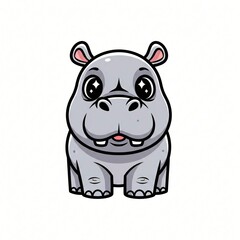 Naklejka premium Adorable Cartoon Baby Hippopotamus Illustration Cute Animal Character Design Perfect for Children s