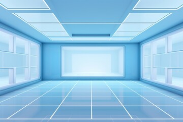 Empty virtual room with perspective lines background interior space.