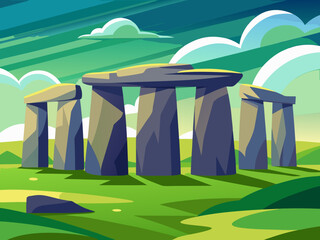 landscape stonehenge england vector illustration 