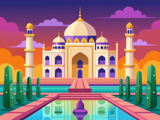 taj mahal india building vector illustration