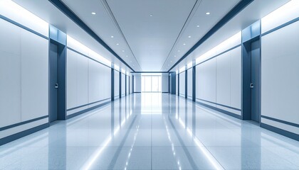 Empty modern office corridor perspective