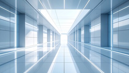 Empty corridor interior perspective light design