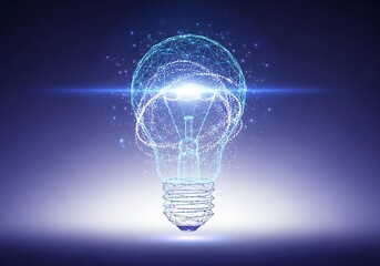 Abstract Lightbulb Innovation Glowing Networked Polygonal Design Futuristic Technology Concept