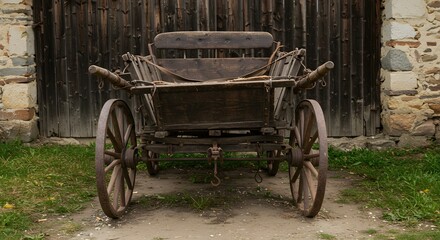 Old wooden cart outdoors
