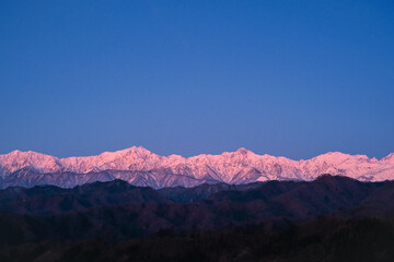 Fototapeta premium 北アルプス モルゲンロート