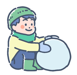 雪遊びする男の子のイラスト
