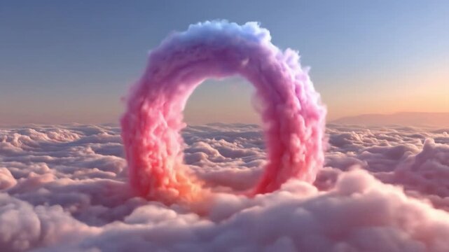 Colorful cloud ring above clouds