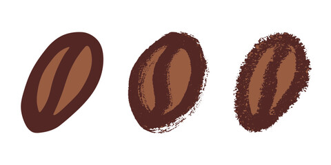 Set of simple hand drawn coffee bean Drink doodle Single element for print, web, design, decor