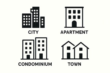 Fototapeta premium Various Building Types City, Apartment, Condominium, and Town