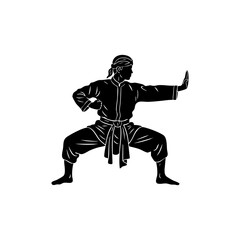Martial arts fighter silhouette PNG isolated on transparent background &ndash; karate, kung fu, taekwondo, self defense, sport, combat training icon