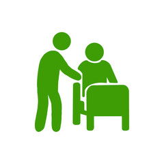 Fototapeta premium Caregiver helping patient icon / 患者を支える介護者のアイコン 