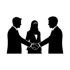 Business handshake silhouette PNG isolated on transparent background &ndash; partnership, teamwork, deal, agreement, success, collaboration, negotiation, corporate, leadership, business people icon