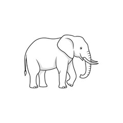 Illustration of an elephant isolated on white background, showcasing its majestic presence and form
