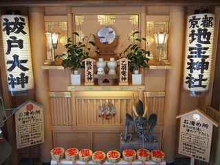 Traditional Japanese Shrine Interior with Lanterns, Dragon Statue, and Wooden Altar for Spiritual Practices