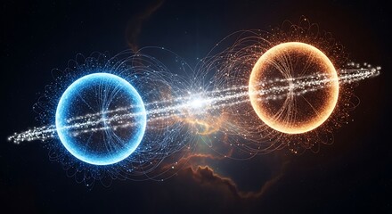 Interconnected data spheres depicting advanced technological network