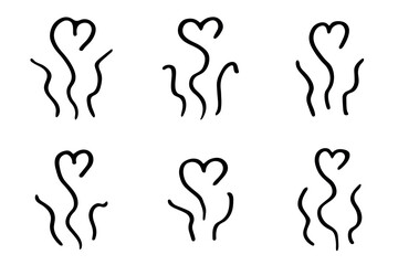 Set of hand drawn steam and smoke Steam swirls doodle Heat waves or aroma from cooking food and hot coffee, gas and fumes Single element for print, web, design, decor