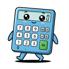Cute Kawaii Cartoon Calculator Character Illustration