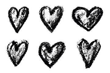 Set of simple hand drawn heart drawing illustration Scribble heart doodle Love clipart Single element for print, web, design, decor