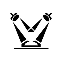 Minimalist linear icon of a theater stage with footlights or spotlights, symbolizing live performance space.