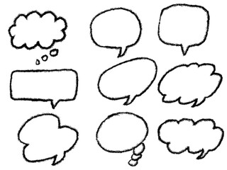 手描きあしらいセット　吹き出し　クレヨン　　漫画