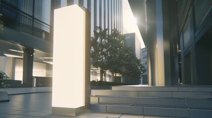 Modern Office Building Exterior with Glass Facade and Sunlight Reflection