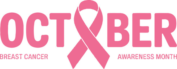 October Breast Cancer Awareness Month with pink ribbon symbol