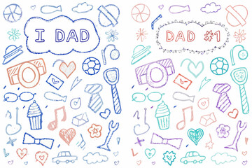 Happy fathers day i dad and dad number one doodle collage
