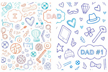 Happy fathers day doodles with dad and dad number one messages