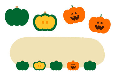 かぼちゃのイラスト_テキスト背景あしらい付き｜Pumpkin	
