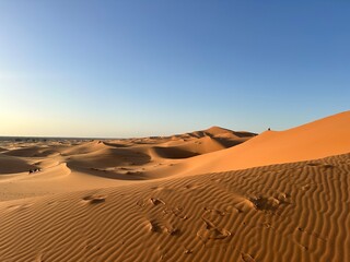 Sahara Desert Sand Dunes Morocco Africa Golden Desert Landscape Rolling Sand Dunes Sunrise Sunset