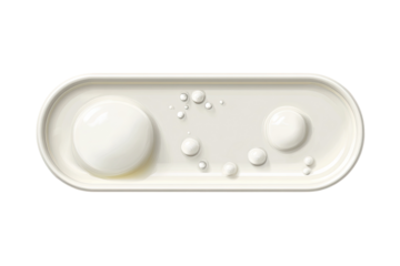 Creamy oval dish with textured spheres and bubbles