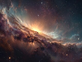 Fototapeta premium Cosmic nebula, swirling clouds of light