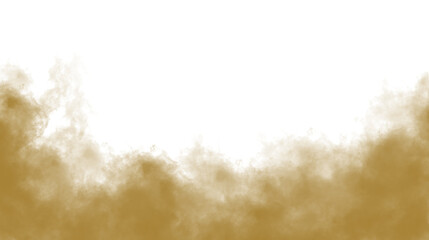 Brown dust, sand, soil, smoke cloud particles isolated on a transparent background. Sandstorm effect, smog, dust explosion rising, Smoke fog overlay effect, dirty sand overlay. Blurred soil dust.