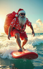 Australian Santa on Surfboard
