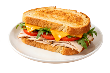 sandwich with ham isolated on a transparent background