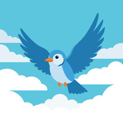 flying bird on blue sky