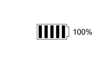 Battery Icon Showing 100 Percent Charge Vector Illustration. Stock vector illustration of a fully charged battery icon showing 100 percent capacity in a clean line style.