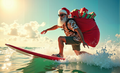 Australian Santa on Surfboard