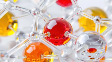 Molecular Structure of Red and Yellow Chemical Compounds in Scientific Model