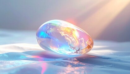 柔らかな光に輝くムーンストーンと幻想的な背景Generated image