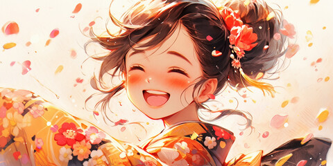着物を着た女性のイラスト