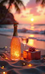 Christmas Champagne on the Tropical Beach